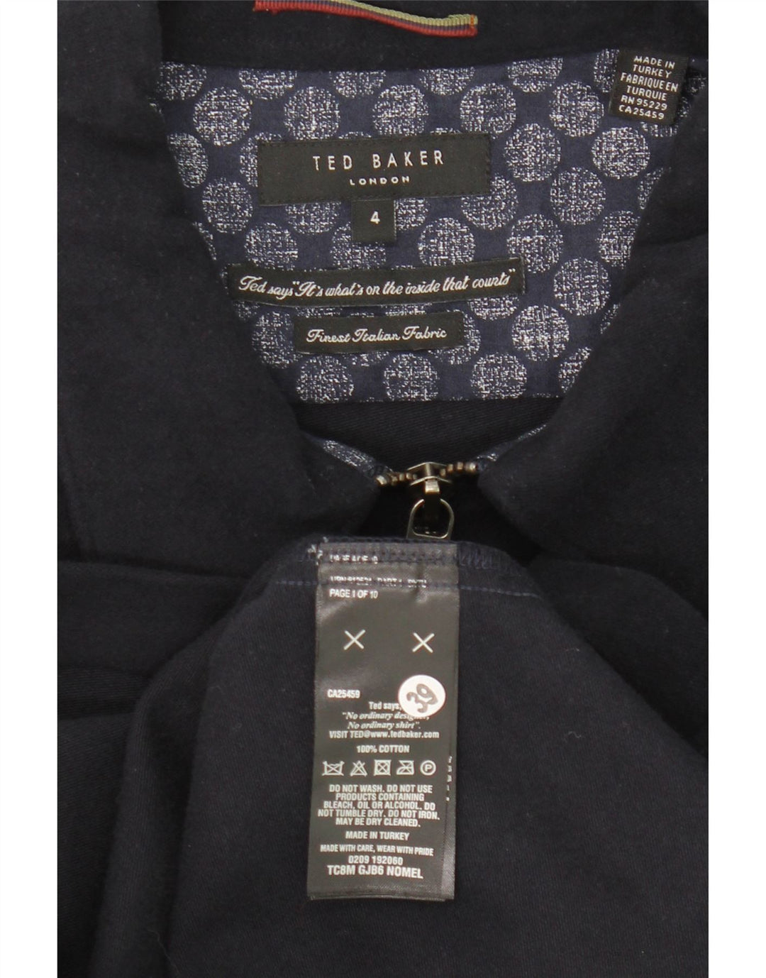 Męska kurtka bomberka Ted Baker, rozmiar 4, duża, granatowa, bawełniana