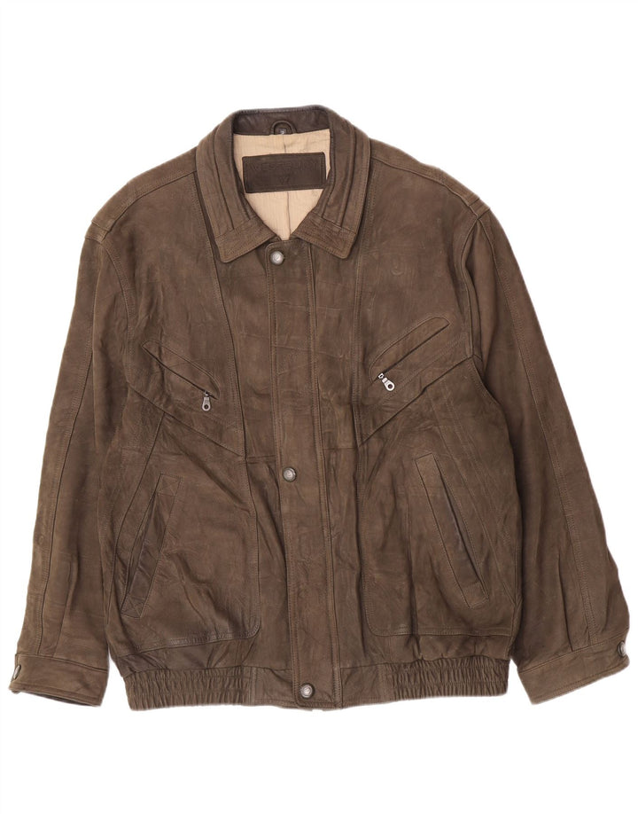 WESTBURY Męska zamszowa kurtka bomber IT 58 4XL Skóra khaki