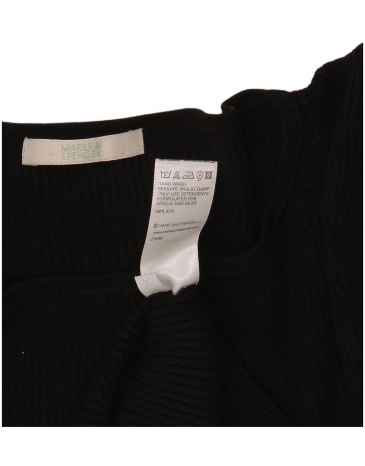 Marks & Spencer Damski top z rękawem 3/4, UK 18 XL, czarny jedwab