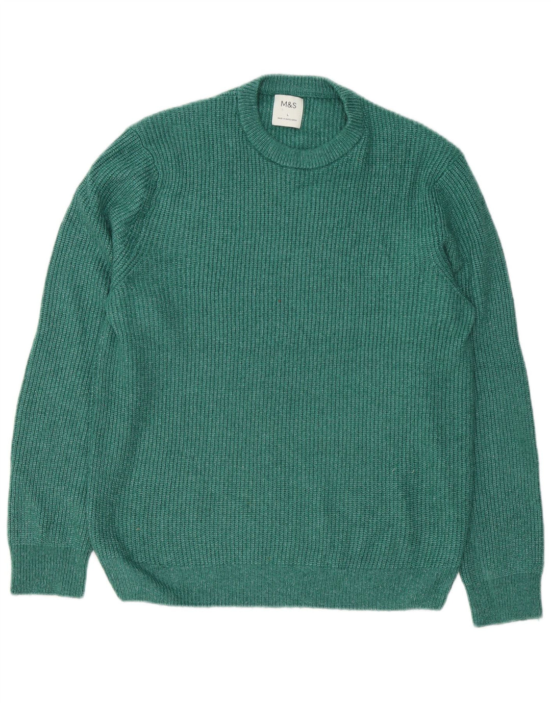 Marks & Spencer Męski sweter z okrągłym dekoltem, duży, zielony poliamid
