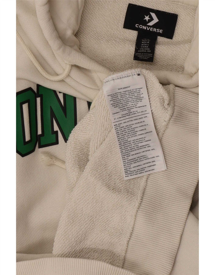 Męski sweter z kapturem Converse z grafiką, średniej wielkości, biały, bawełniany