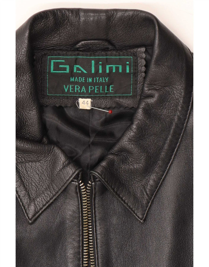 Damska kurtka skórzana typu bomber w stylu vintage IT 44, średnia czarna