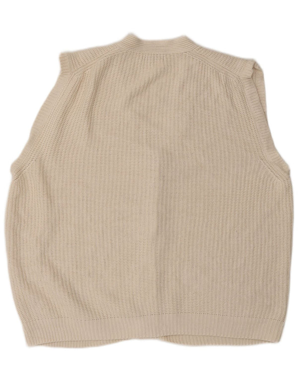 Męski sweter Zara o luźnym kroju, bez rękawów, mały, z białej bawełny