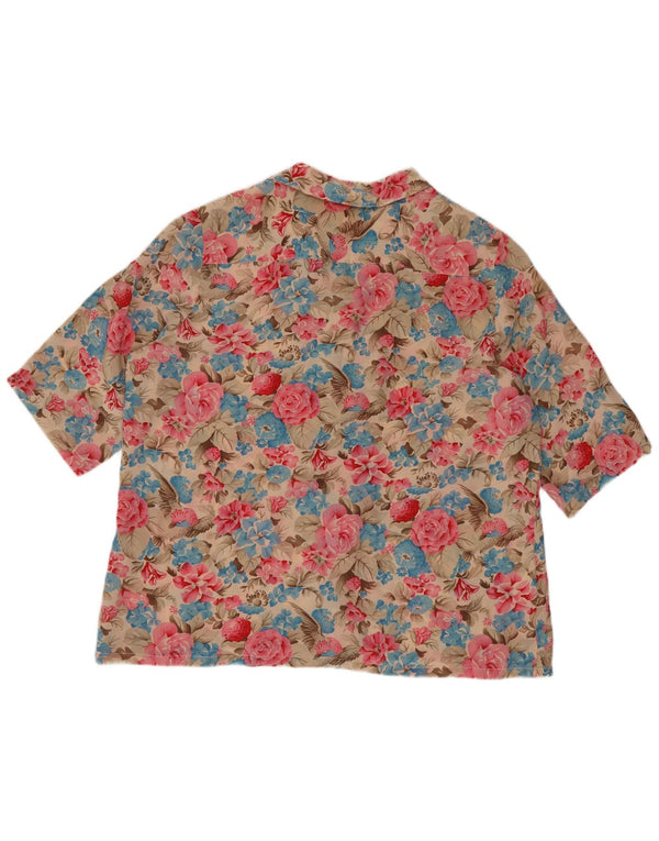 Damska bluzka z krótkim rękawem w stylu vintage IT 48 XL Wielobarwny kwiatowy jedwab