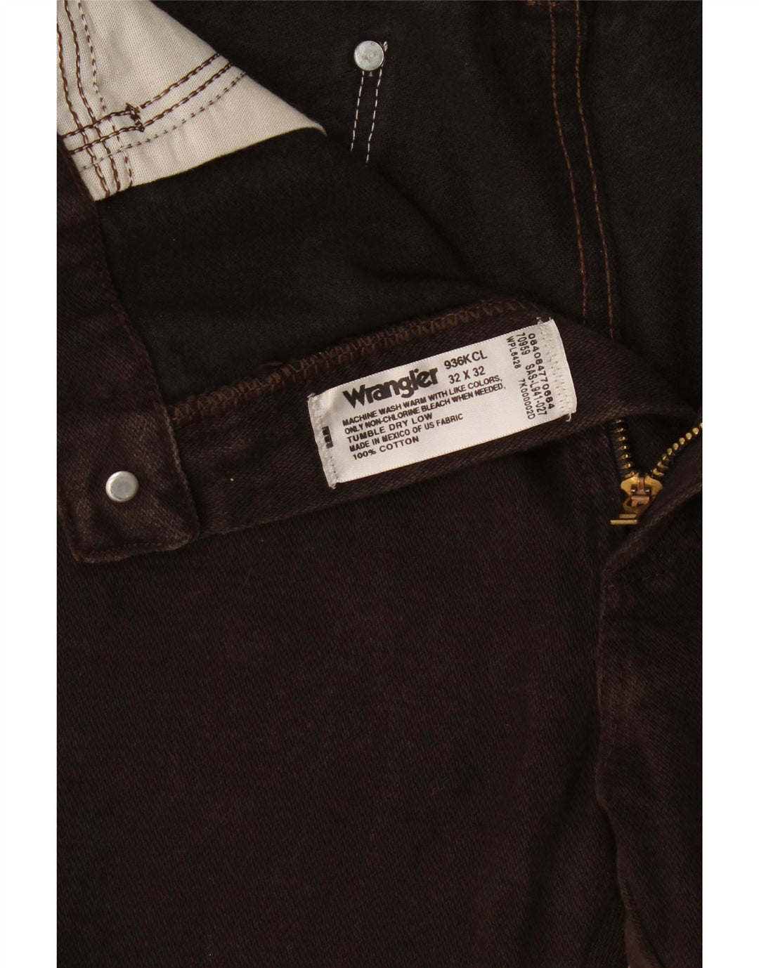 Męskie proste dżinsy Wrangler W32 L28 Brązowa bawełna