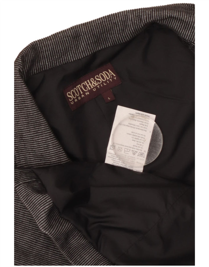 Męska marynarka zapinana na 3 guziki Scotch & Soda UK 40, duża, szara, bawełniana w prążki