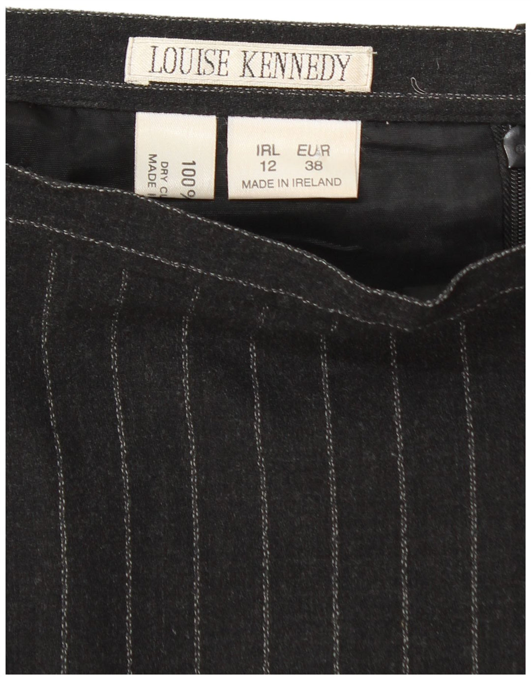 LOUISE KENNEDY Damska spódnica ołówkowa EU 38 Medium W28 Czarna wełna w prążki