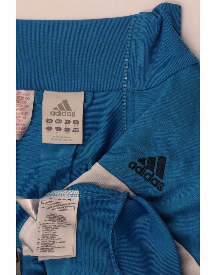 Chłopięca kurtka dresowa Adidas 13-14 lat Niebieski poliester z blokami kolorów