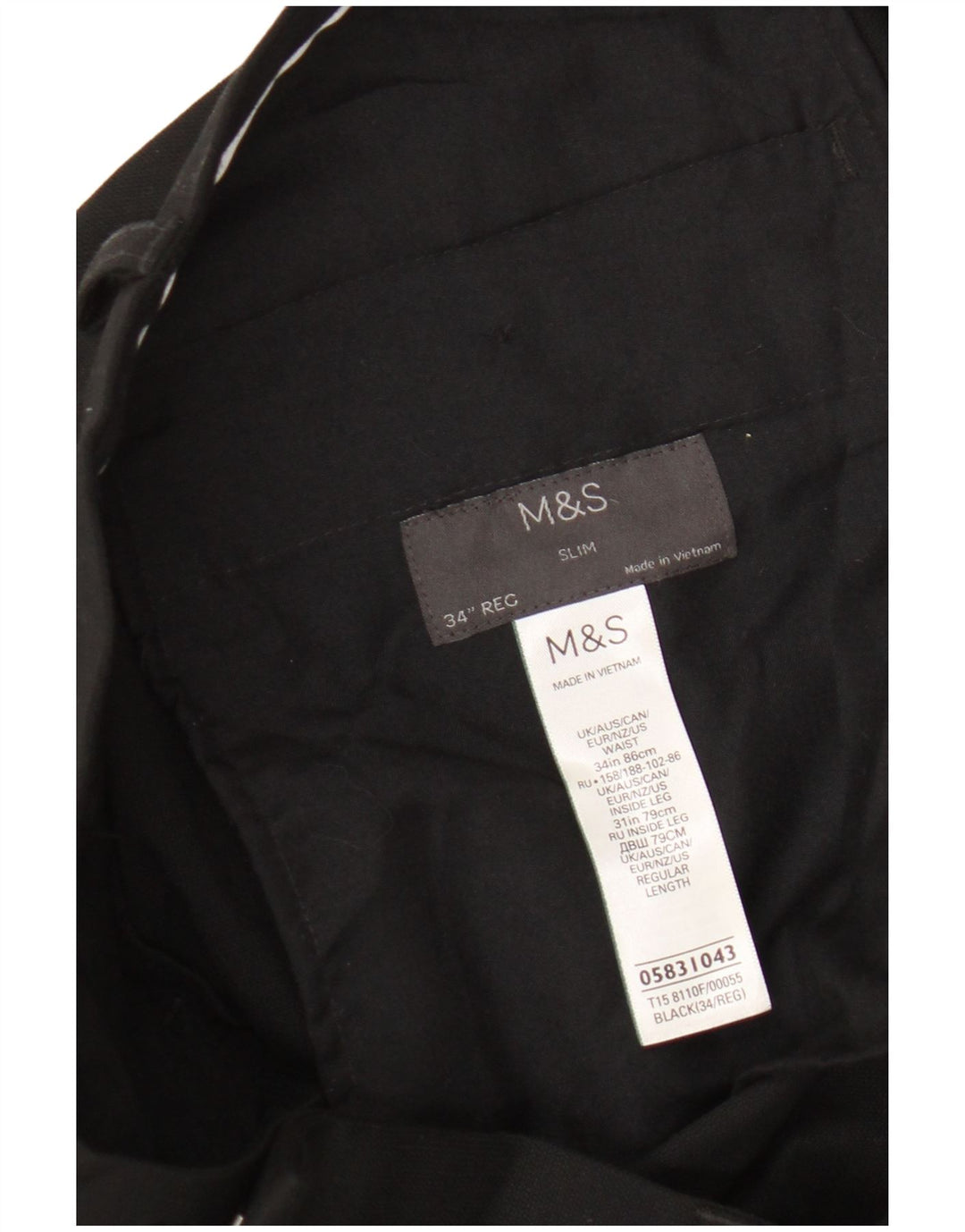 Męskie spodnie garniturowe Marks & Spencer W34 L31 Czarny poliester