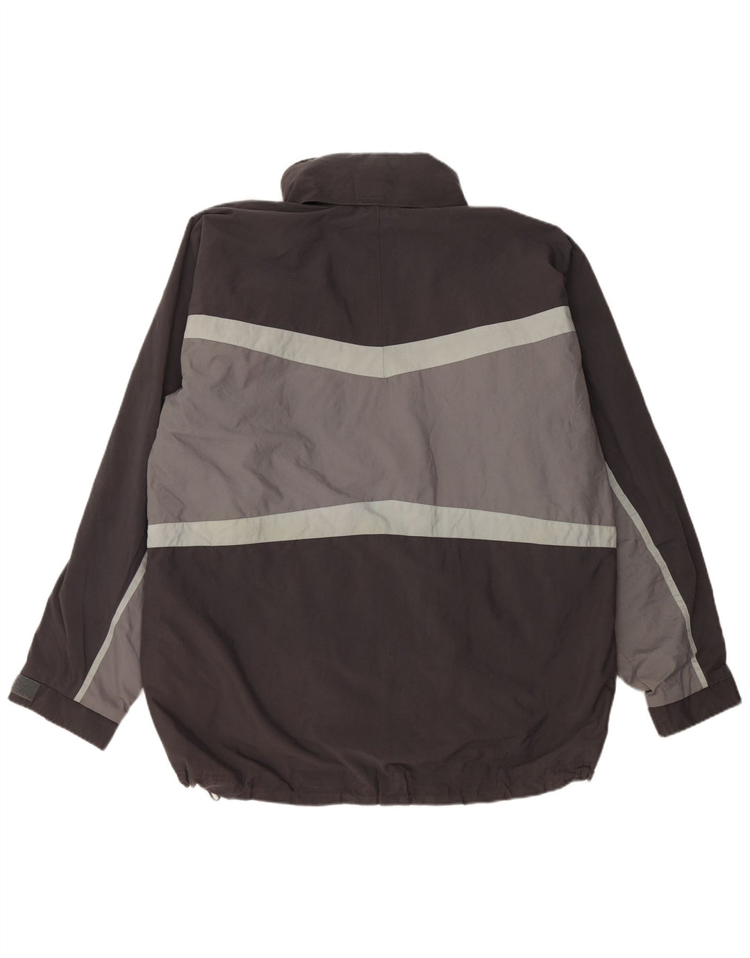 Męska kurtka wiatrówka z kapturem Helly Hansen UK 40, duża, szara, z blokami kolorów