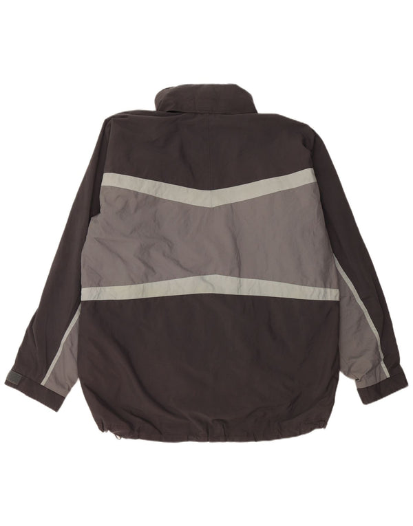 Męska kurtka wiatrówka z kapturem Helly Hansen UK 40, duża, szara, z blokami kolorów