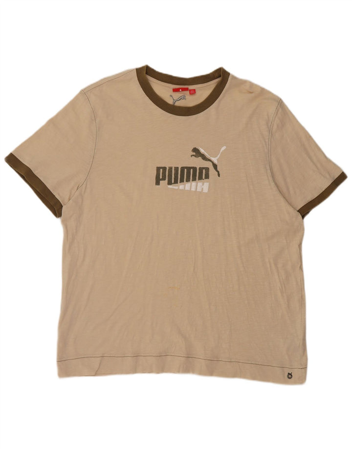Męska koszulka z grafiką Puma Top 2XL, beżowa, bawełniana