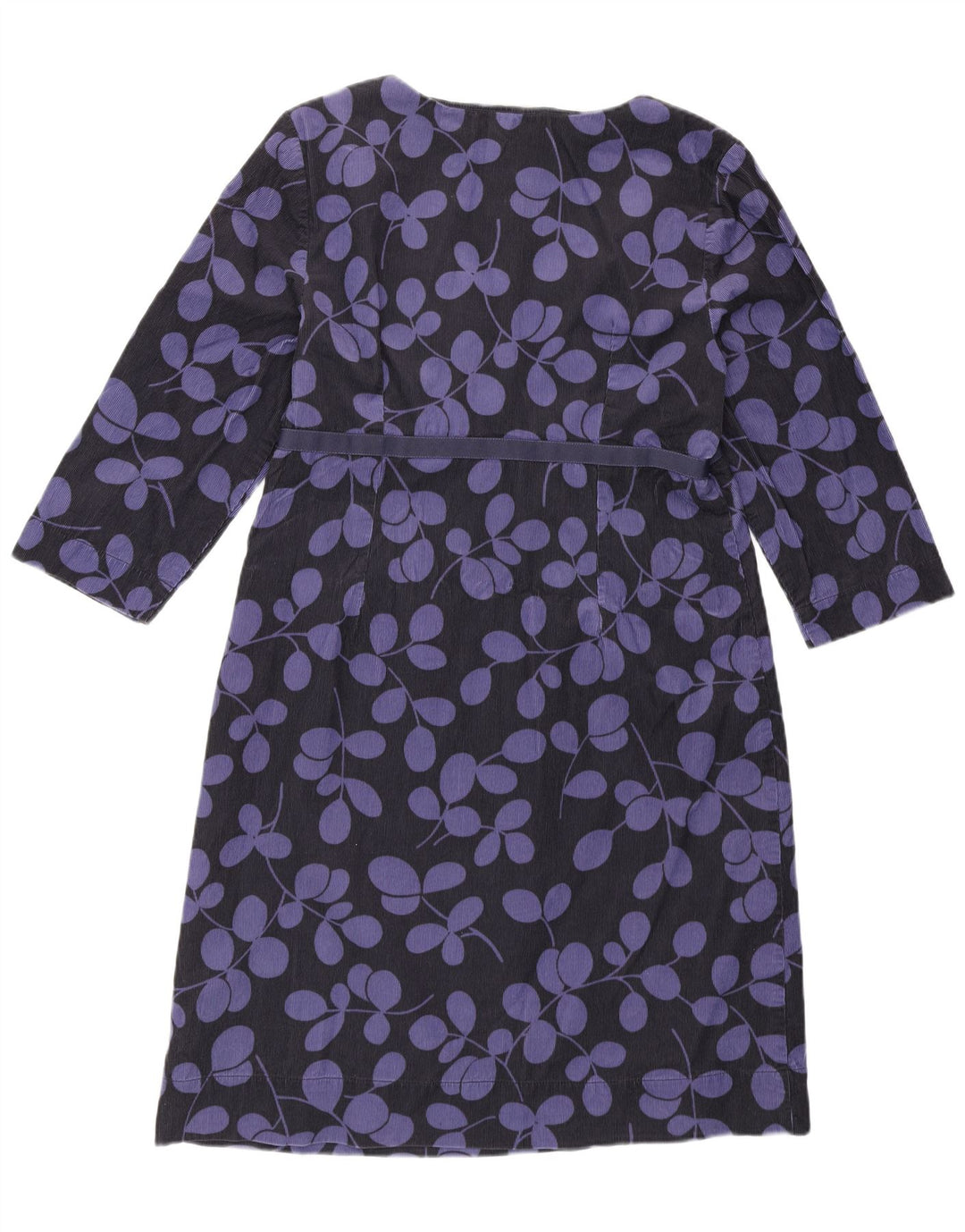 BODEN Damska sztruksowa sukienka typu shift z rękawem 3/4 UK 14, duże fioletowe kwiaty