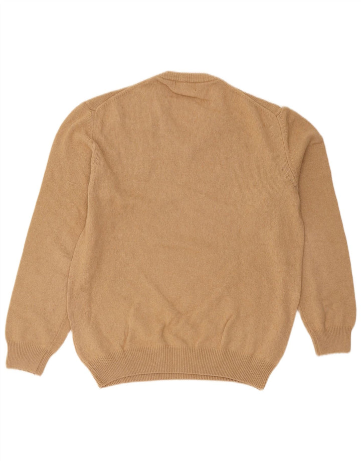 Męski sweter Kappa z dekoltem w szpic, duży, brązowy, bawełniany