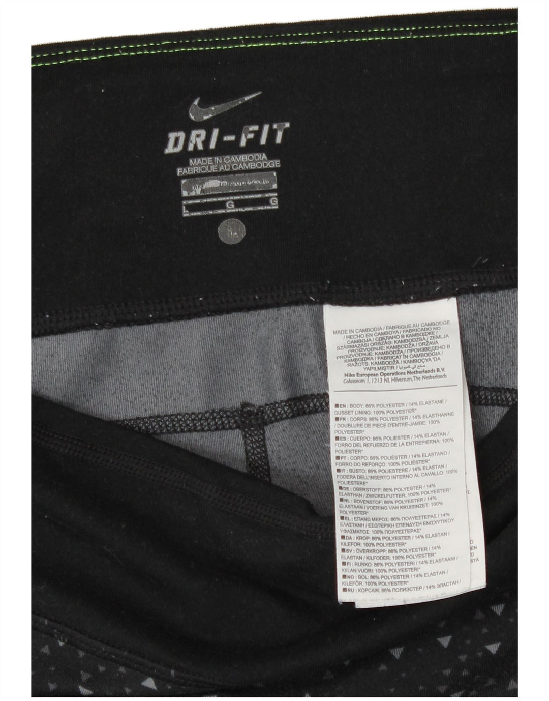 Damskie legginsy Nike Dri Fit Capri UK 16, duży czarny geometryczny poliester