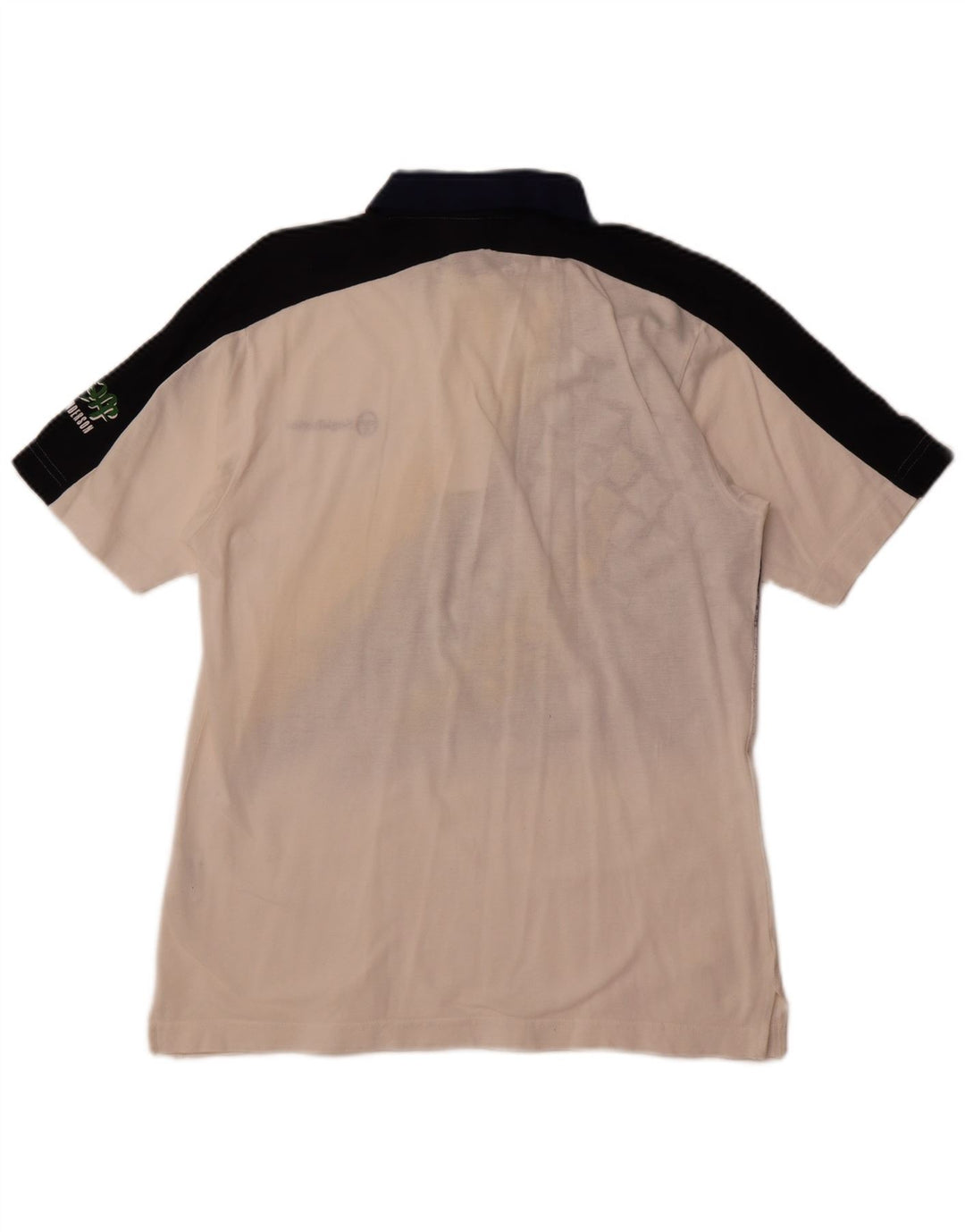 Męska koszulka polo SERGIO TACCHINI z grafiką, mała, biała, bawełniana w bloki kolorów