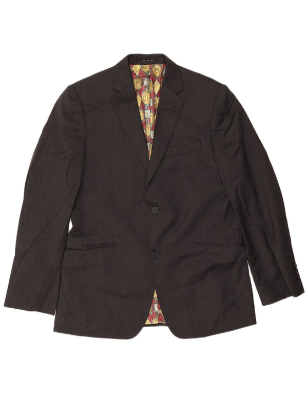 Ted Baker Męski garnitur zapinany na 2 guziki, 2 częściowy, UK 40, duży, W34 L31, szara wełna