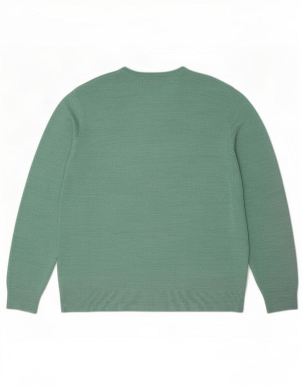 Marks & Spencer Męski sweter z dekoltem w kształcie litery V, duży, zielony, akrylowy