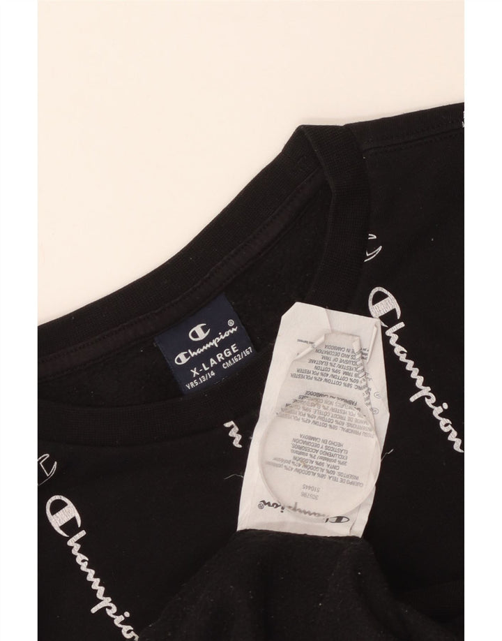 Chłopięcy sweter z grafiką Champion, 13-14 lat XL, czarny, bawełniany