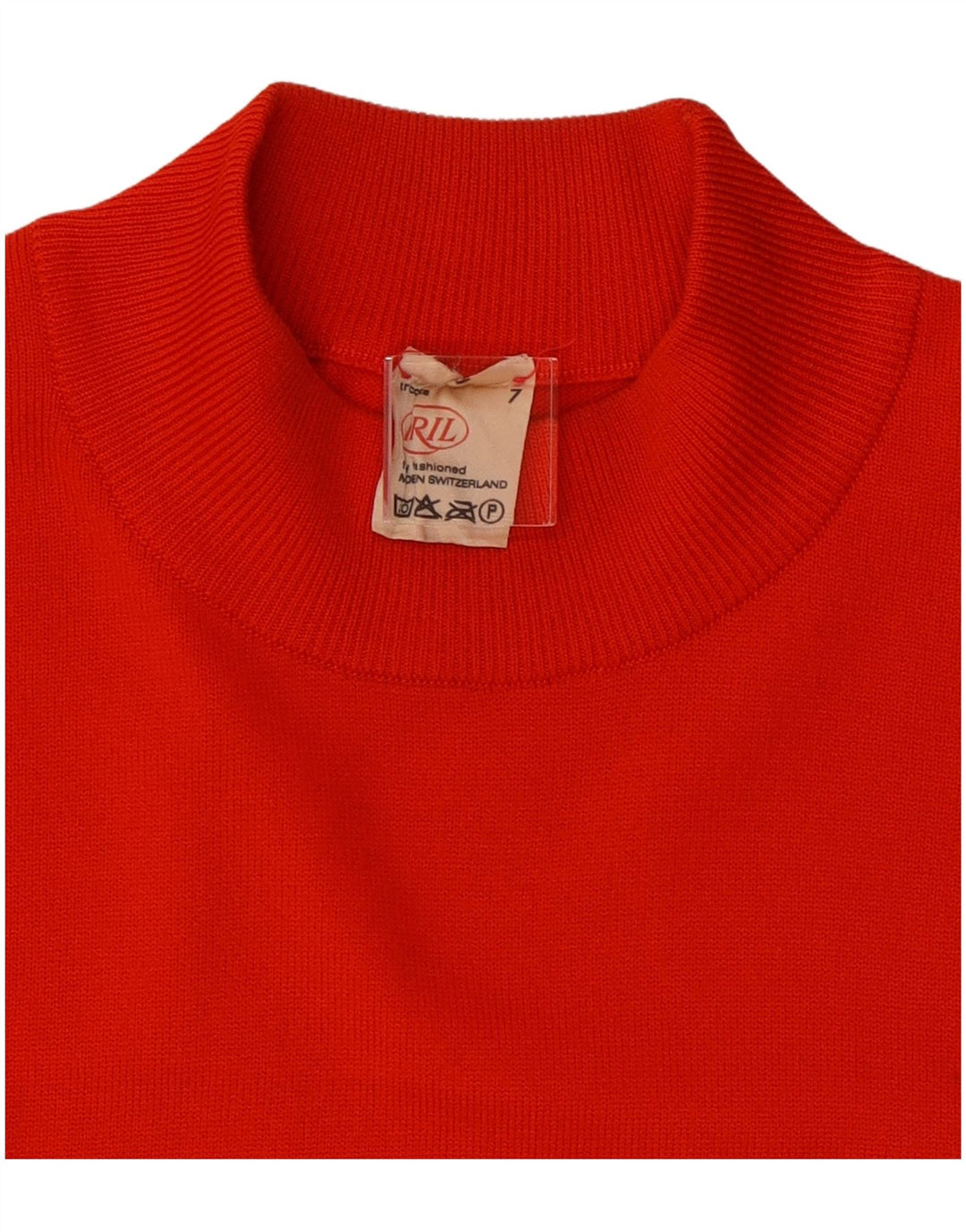 Sweter damski w stylu vintage z golfem UK 14, średni czerwony poliester