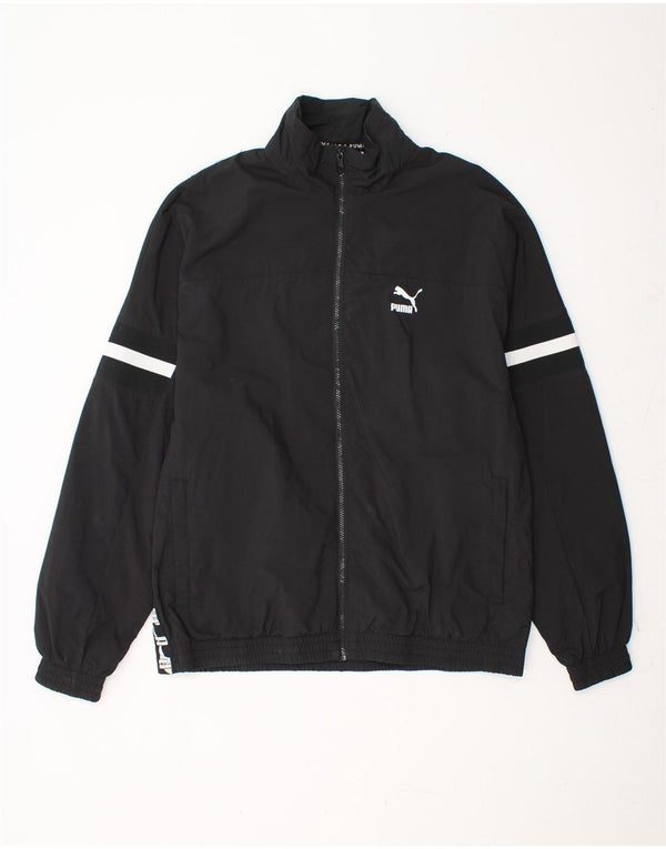 Męska kurtka przeciwdeszczowa PUMA z grafiką UK 40, duża, czarna, poliamidowa