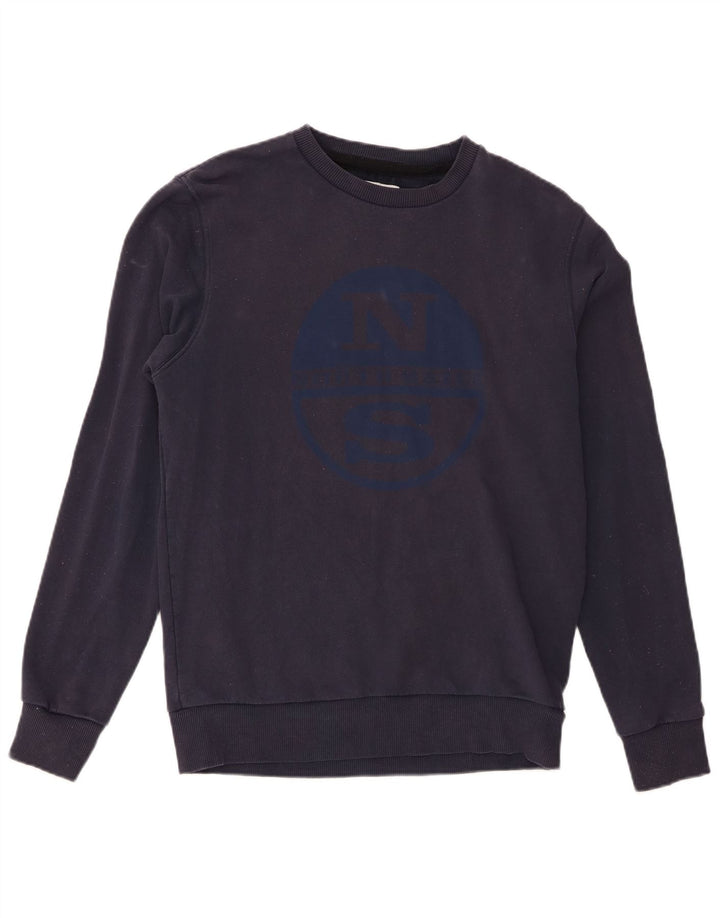 Męski sweter z grafiką North Sails, średni granatowy, bawełniany