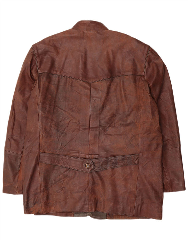 Męska kurtka skórzana w stylu vintage UK 44 2XL Brązowa skóra Tie Dye