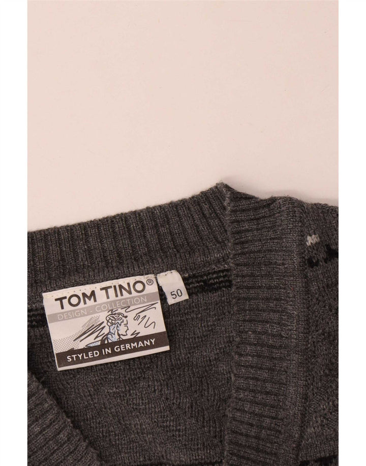 Męski sweter Tom Tino z dekoltem w kształcie litery V, EU 50, średnie szare paski