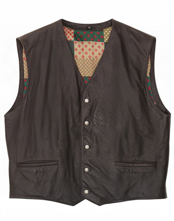 Vintage męska kamizelka skórzana IT 56 XL czarna