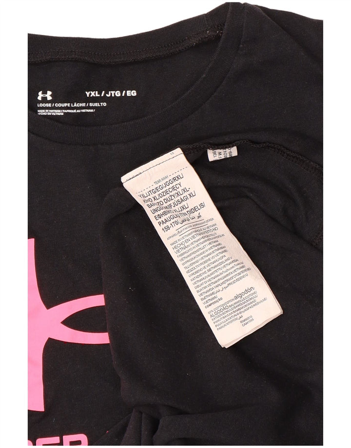 Dziewczęca koszulka o luźnym kroju z grafiką UNDER ARMOUR, 13-14 lat, XL, czarna