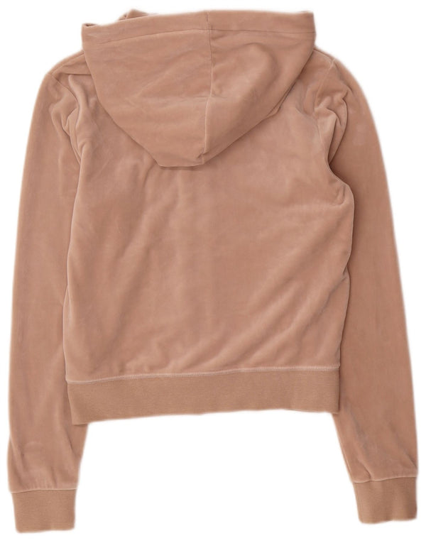 Damski sweter Juicy Couture z weluru i zamkiem błyskawicznym, UK 10, mały, beżowy poliester