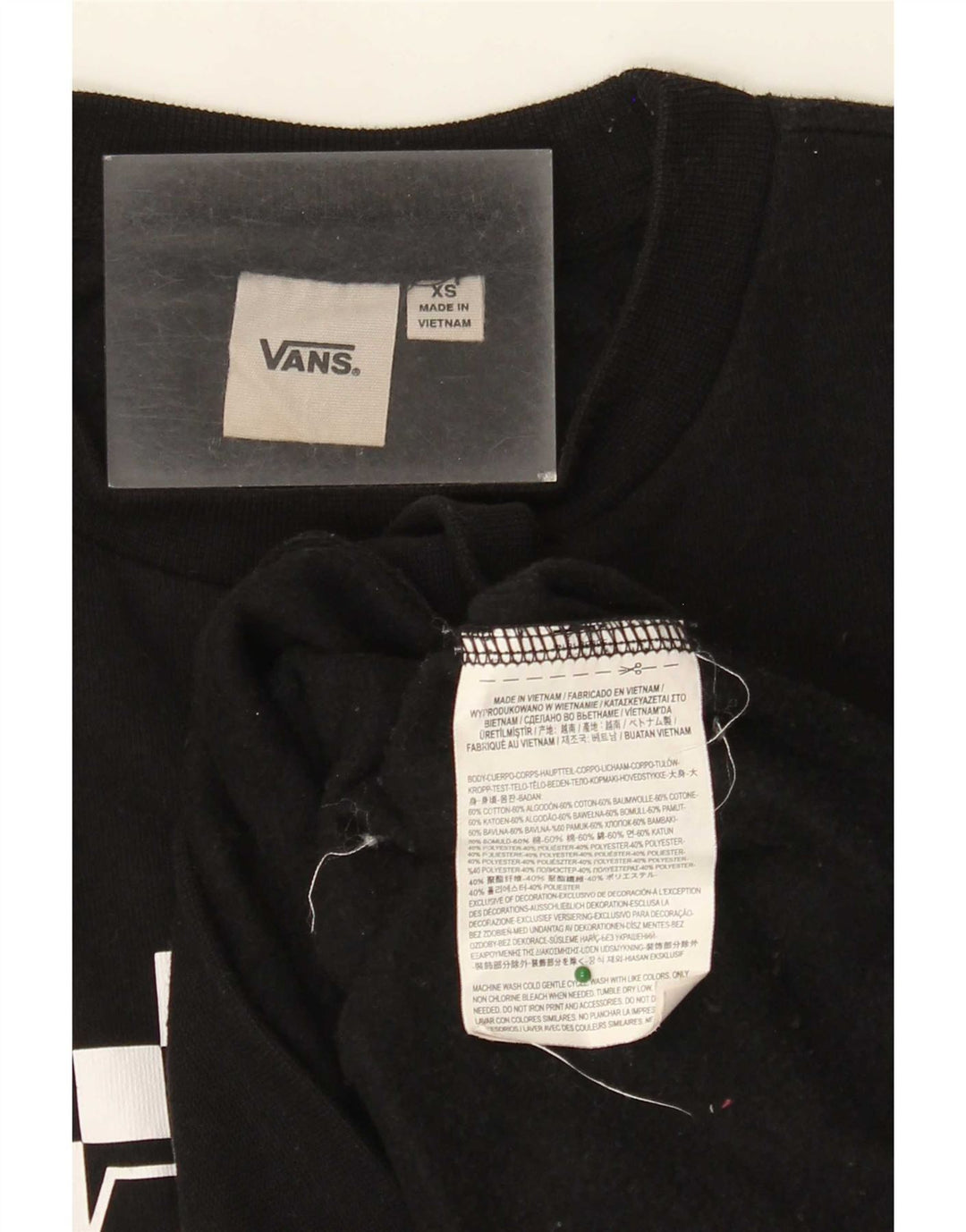 Męska bluza z grafiką Vans, sweter XS, czarna, geometryczna bawełna