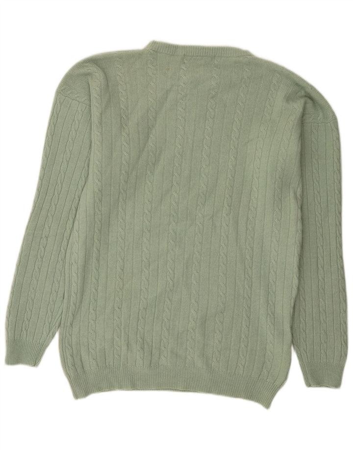 Męski sweter z okrągłym dekoltem w stylu Free Style, duży, zielony, wełniany