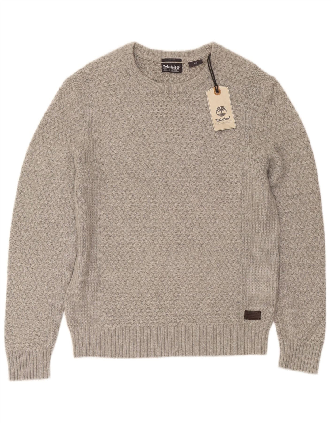 Męski sweter Timberland Slim Fit z dekoltem w łódkę, średnioszara wiskoza