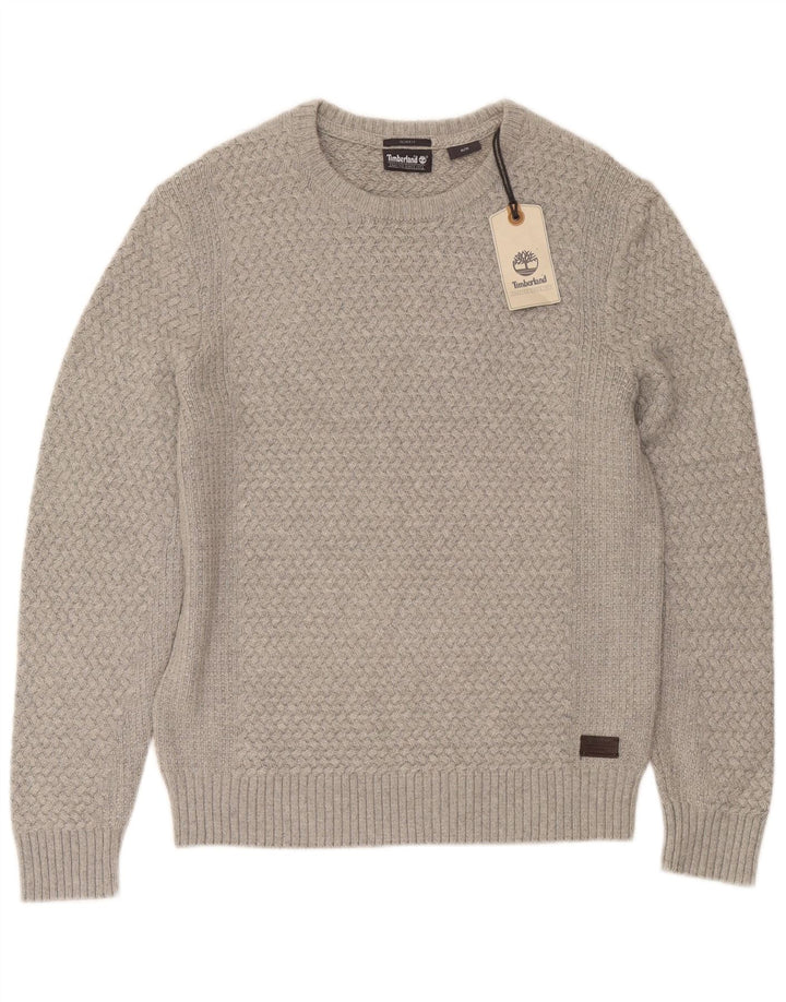 Męski sweter Timberland Slim Fit z dekoltem w łódkę, średnioszara wiskoza