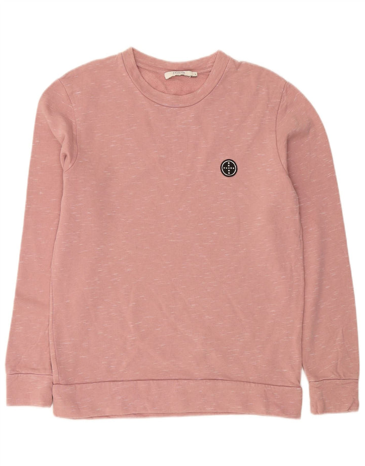 JACK & JONES Mens Sweatshirt Jumper Large Pink Flecked Cotton