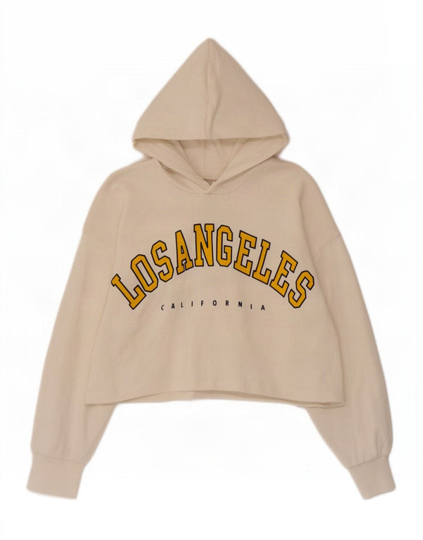 Damski sweter z kapturem, oversize, Los Angeles, UK 14, średni, złamana biel
