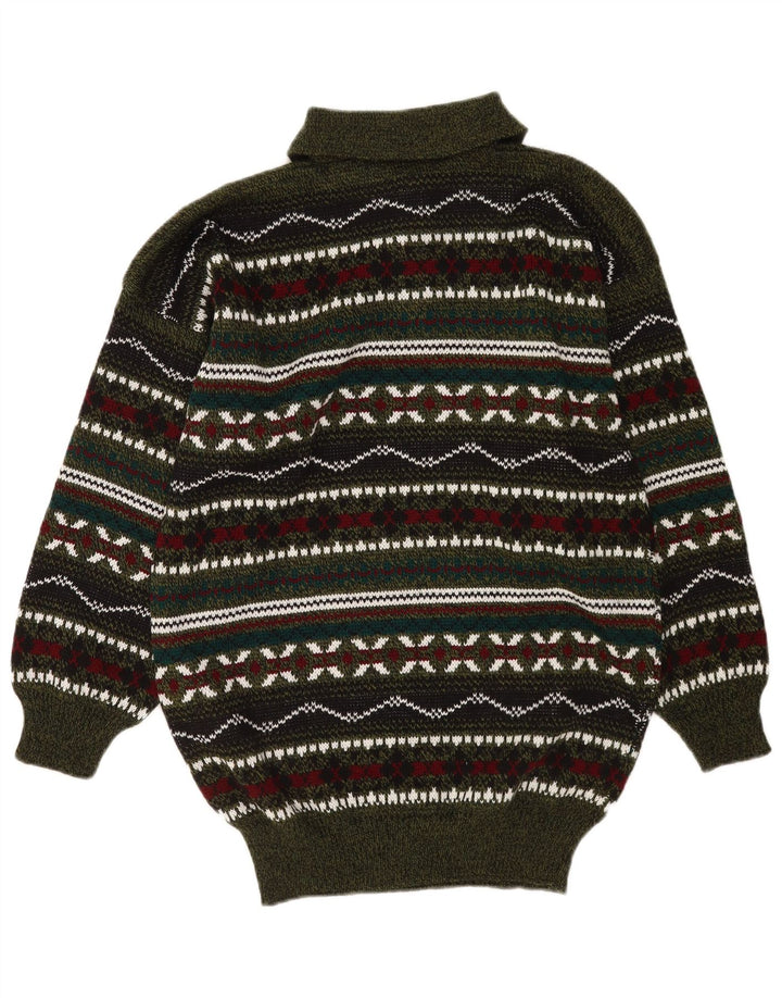 Męski sweter z golfem w stylu vintage, średnio wielobarwny, geometryczny