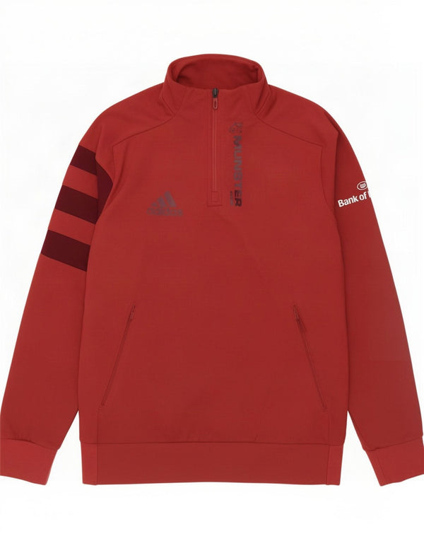 Męska bluza Adidas z grafiką i zamkiem błyskawicznym, duża, czerwona, poliestrowa