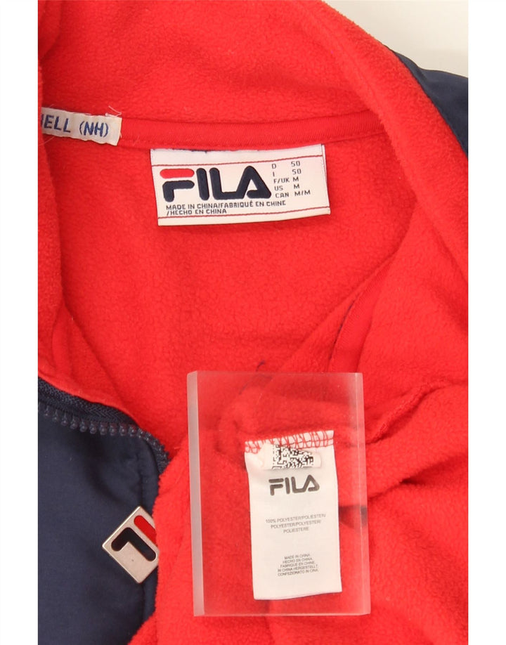 Męski sweter polarowy Fila z graficznym zamkiem błyskawicznym, poliestrem w kolorze średniej czerwieni