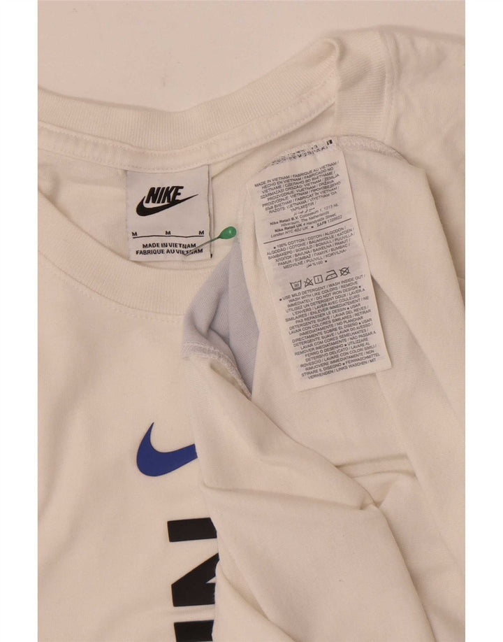 Męska koszulka z grafiką Nike, bawełniana średnia biała koszulka z blokami kolorów
