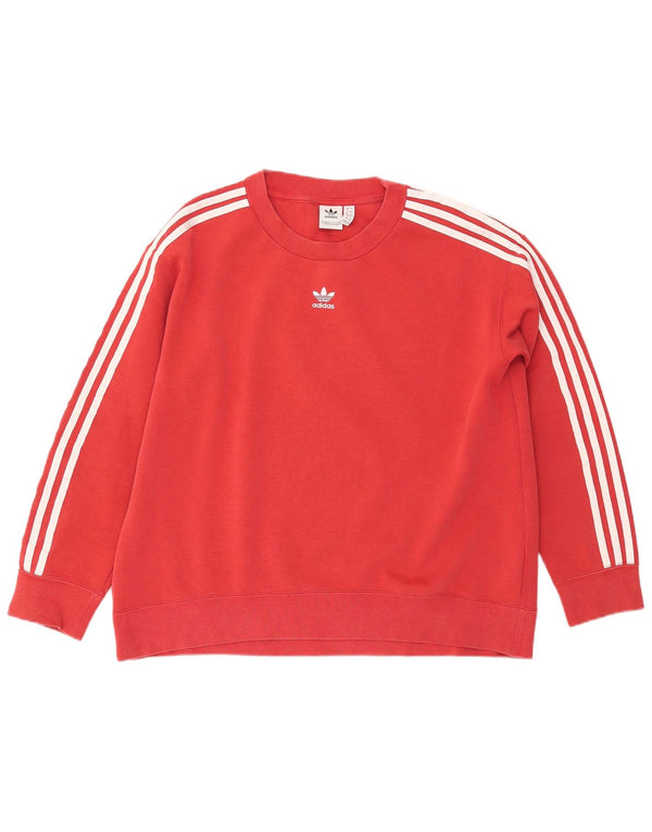 Damska bluza oversize ADIDAS UK 12, średnia czerwona bawełna