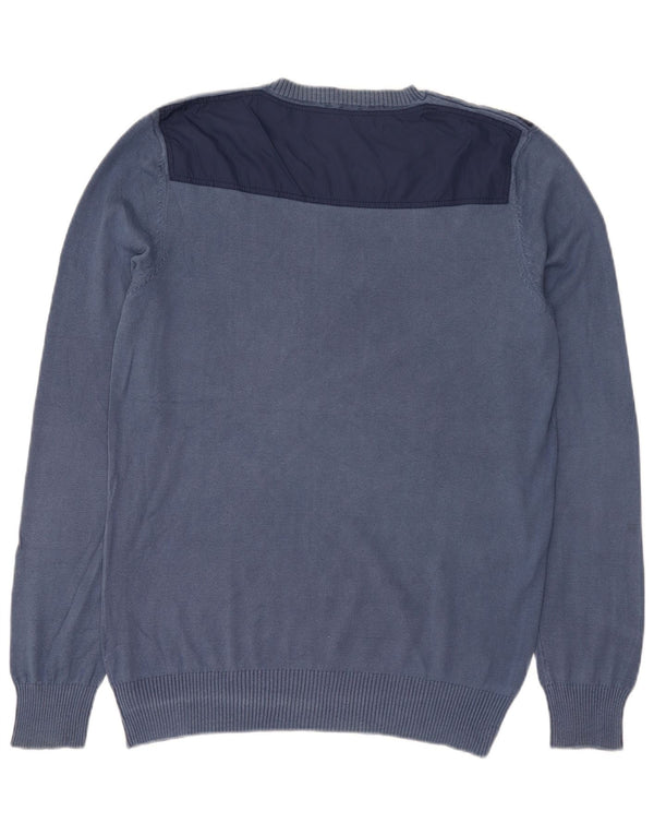 Męski sweter Calvin Klein z okrągłym dekoltem 2XL, granatowy, bawełniany w bloki kolorów