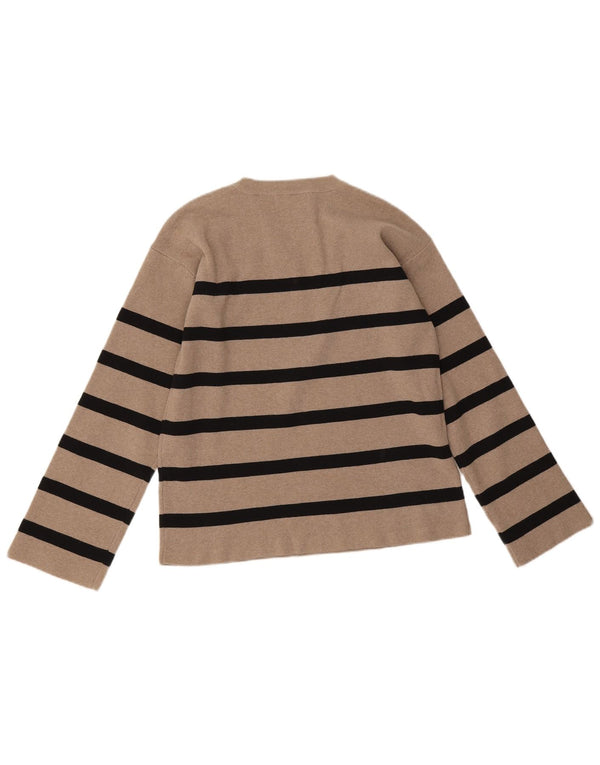 Marks & Spencer Damski sweter z okrągłym dekoltem UK 12 w średnie beżowe paski
