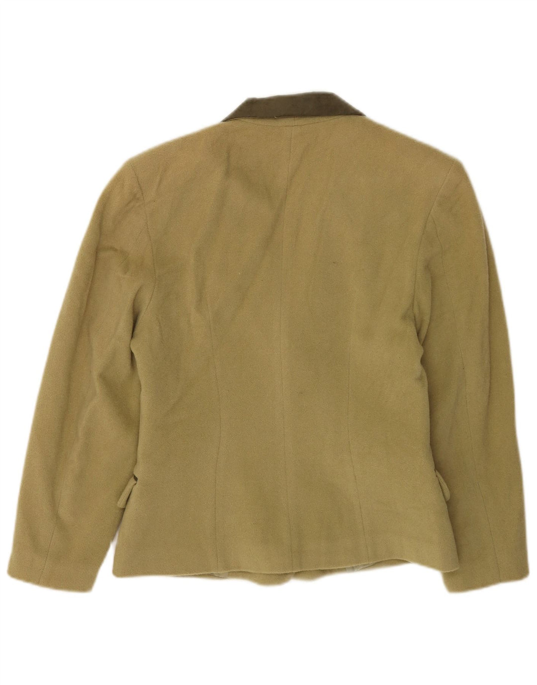 Vintage damska marynarka dwurzędowa UK 10, mała wełna khaki