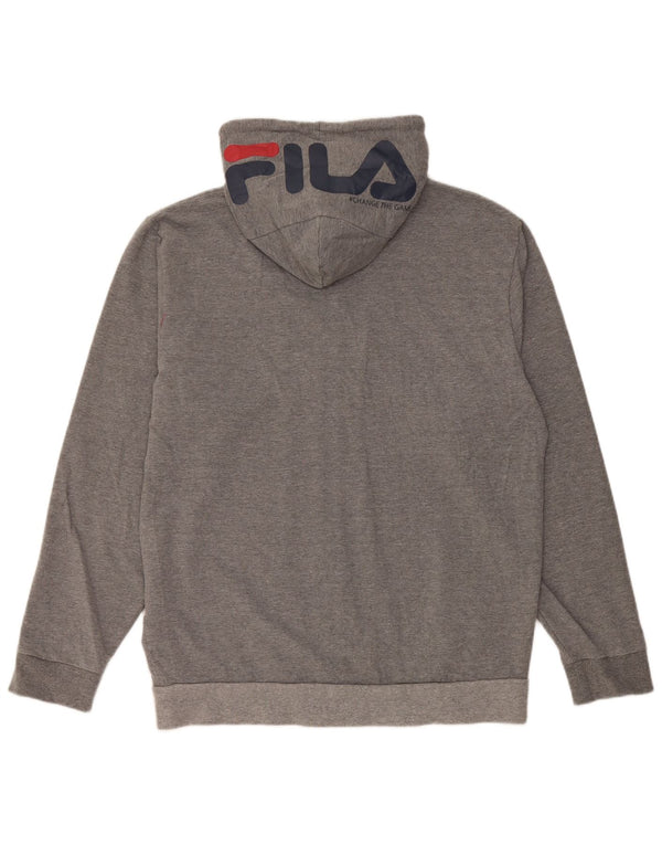 Męski sweter z kapturem i zamkiem błyskawicznym Fila 2XL Szara bawełna