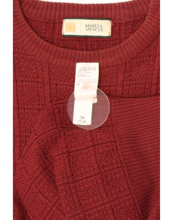 Marks & Spencer Męski sweter z okrągłym dekoltem, średni czerwony akryl