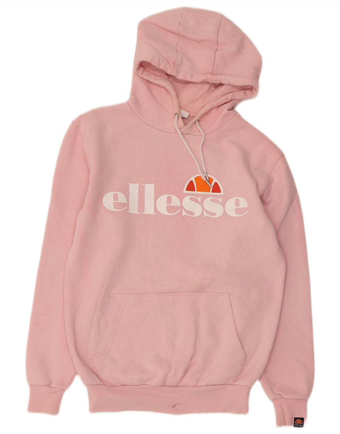 Damski sweter oversize z kapturem i grafiką ELLESSE UK 8, mały, różowy, bawełniany