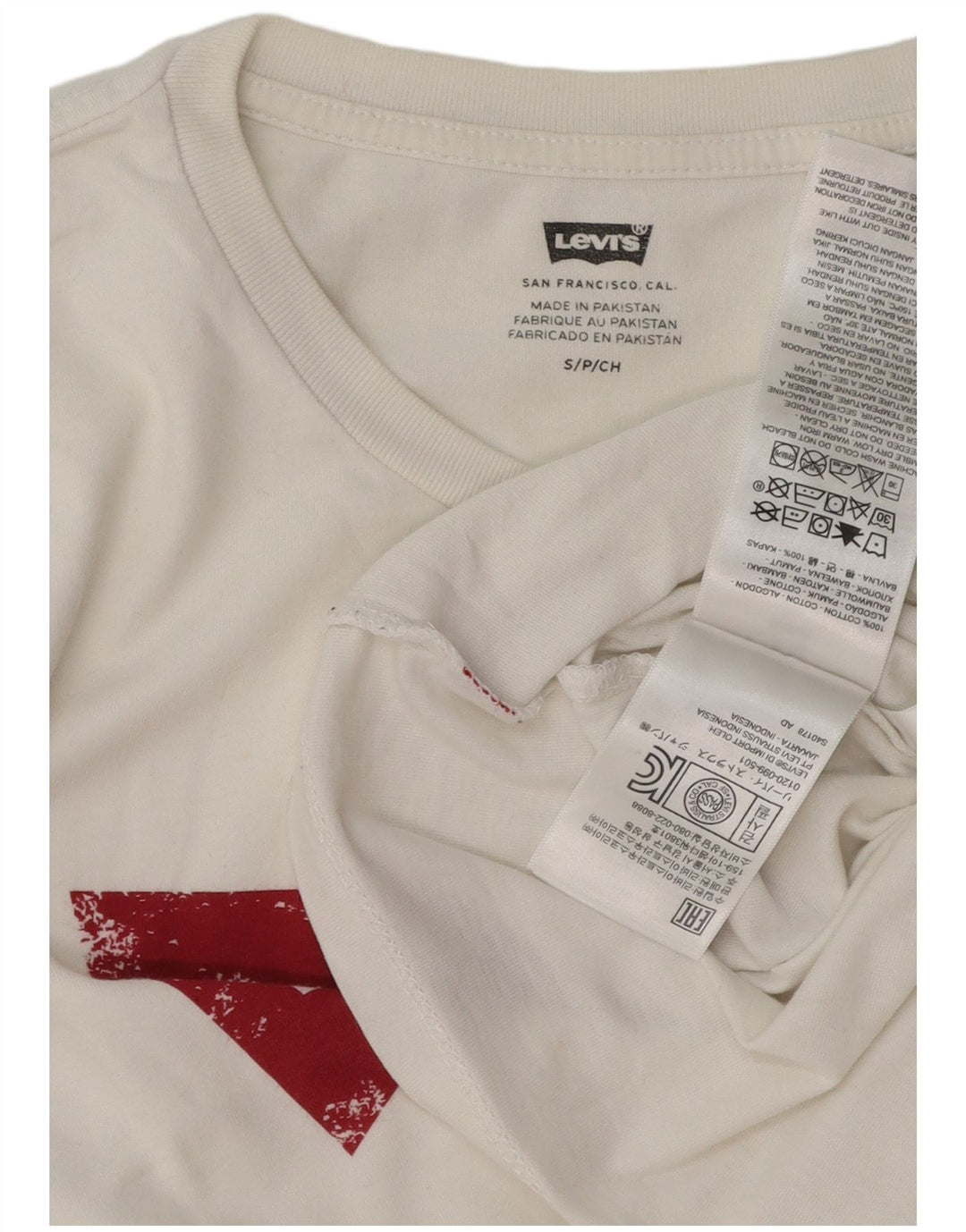 Męski T-shirt z grafiką LEVI'S, mały, biały, bawełniany