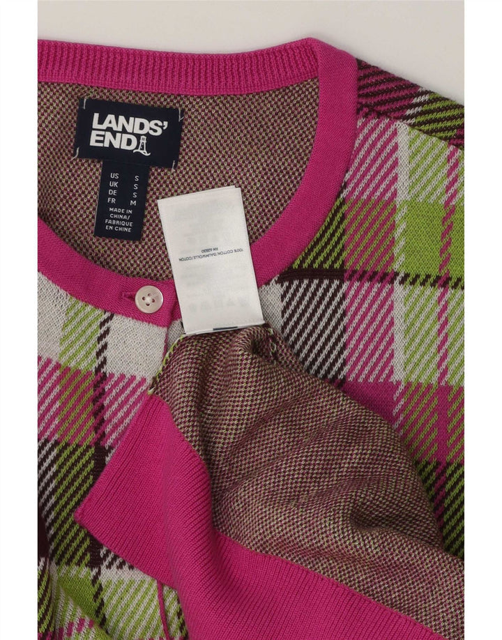 Damski sweter oversize Lands End UK 10 w małą wielobarwną kratkę